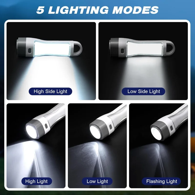 انقطاع التيار الكهربائي لمصباح LED، مصابيح كاشفة للتخييم قابلة لإعادة الشحن مع لومن عالي، 5 أوضاع، قوية وتكتيكية #5