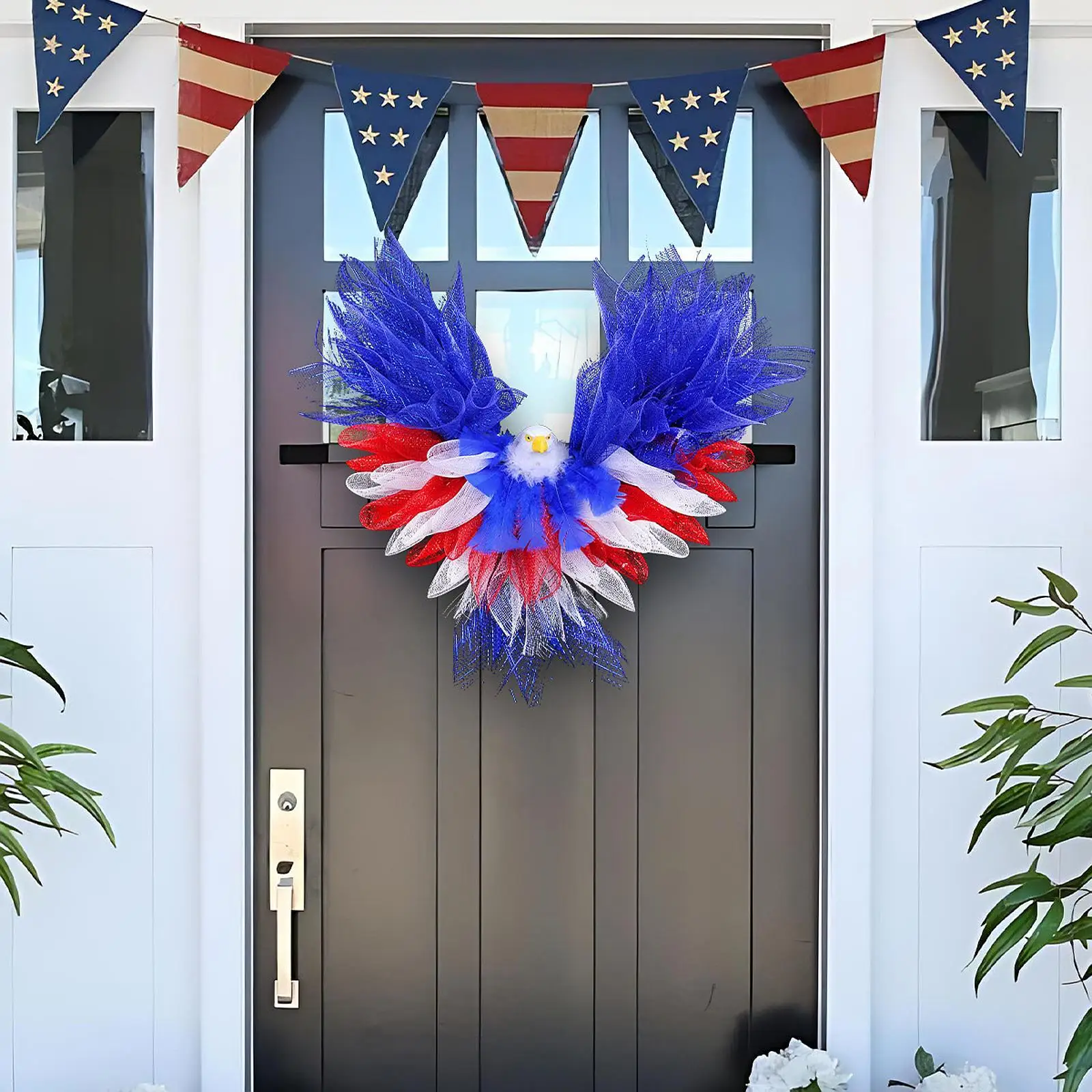 

Patriotic Wreath Garland Front Door Wreath for Festival Indoor Outdoor Party