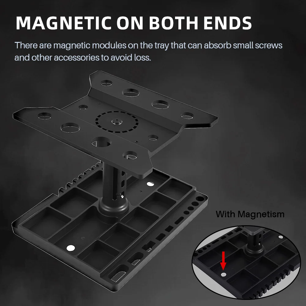 Rotating RC Car Repair Stand Work Station Assembly Platform with Angle Ruler for 1/16 1/18 1/20 Scale Cars