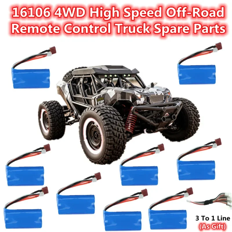 16106 16106 PRO 4WD High Speed Off-Road Remote Control RC Truck Car Spare Parts 7.4V 3000MAH Battery/3 To 1 Charger Line