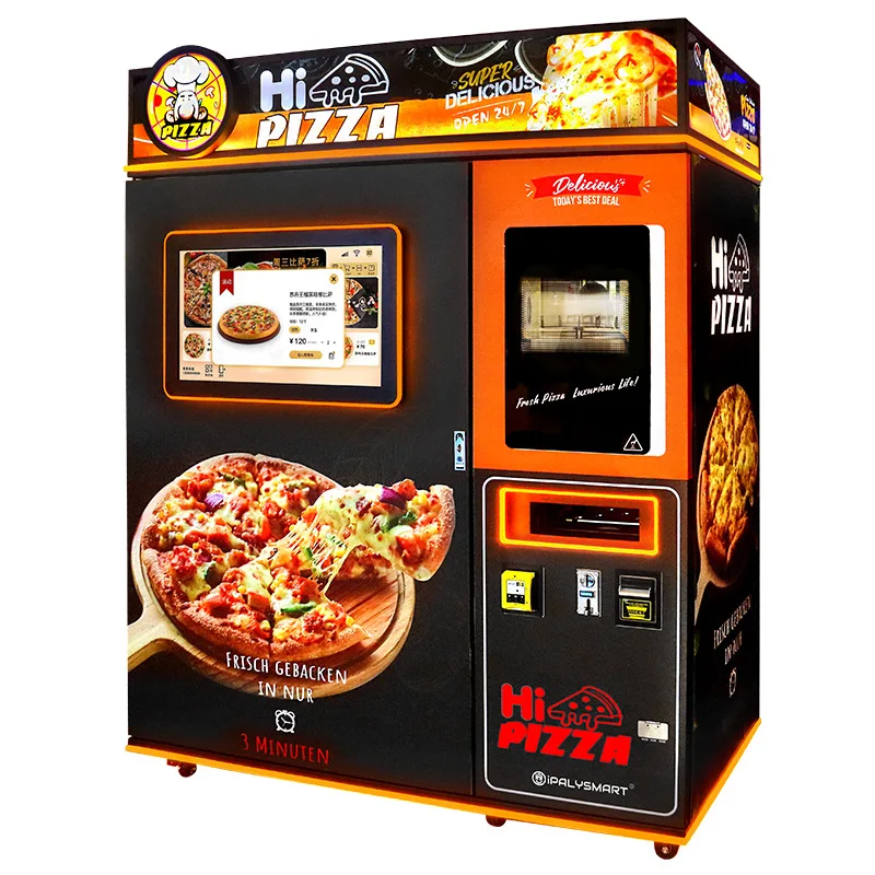 Máquina expendedora de pizza de calle con pantalla táctil inteligente, autoservicio de comida rápida, máquina expendedora de pizza completamente automática