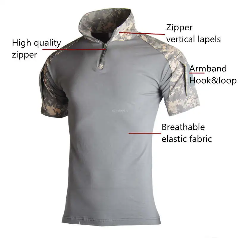 Military Camo Shirts Tees Mens Outdoor Airsoft Tactical Combat Shirt Hunting Clothes Tops Workout Clothing Army T Shirt Hiking