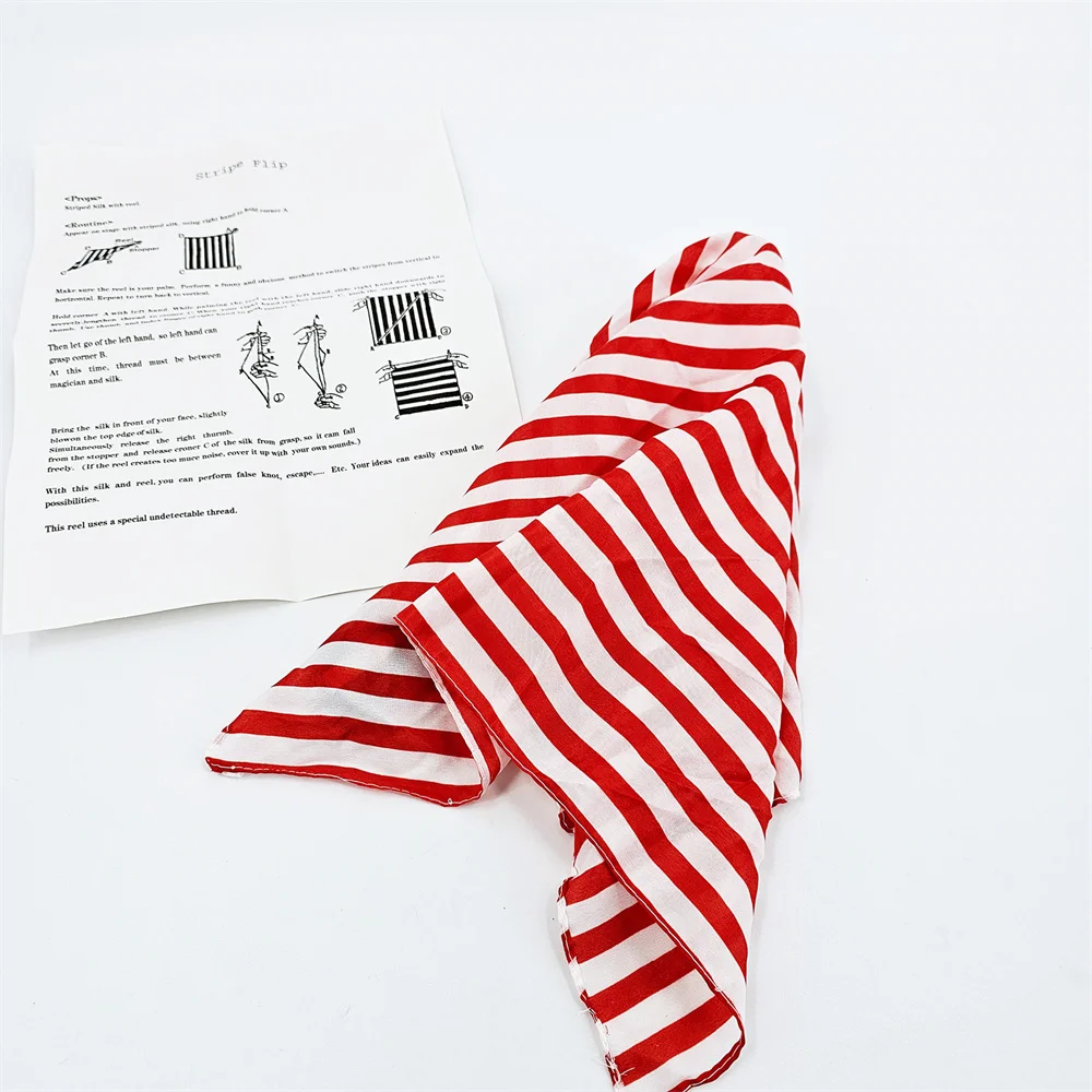 스트라이프 플립 빠른 변경 실크 매직 트릭 45*45cm 줄무늬 스카프 지팡이 닫기 무대 거리 매직 소품 액세서리 Illusions Gi