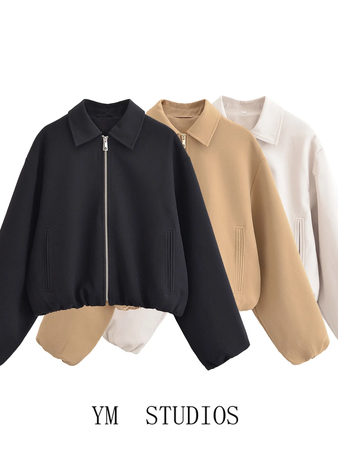 

Женская куртка с воротником-молнией, бейсбольный топ, повседневная осенняя верхняя одежда, ветровой коврик, флип-воротник, куртка на молнии