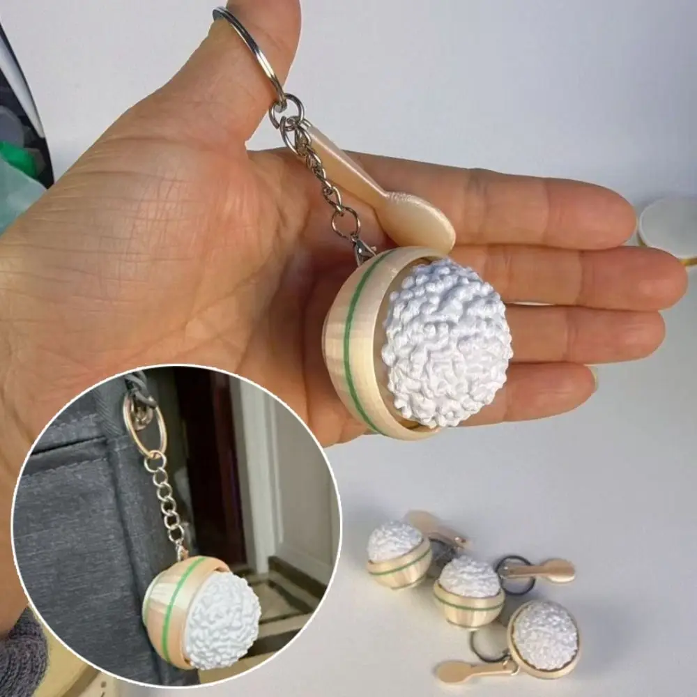 Fashion 3D Printed Button Clicker Keyring Egg Rice Sensory Clicker Mini Stress Relief Press Keyboard Keyring Gift Giving