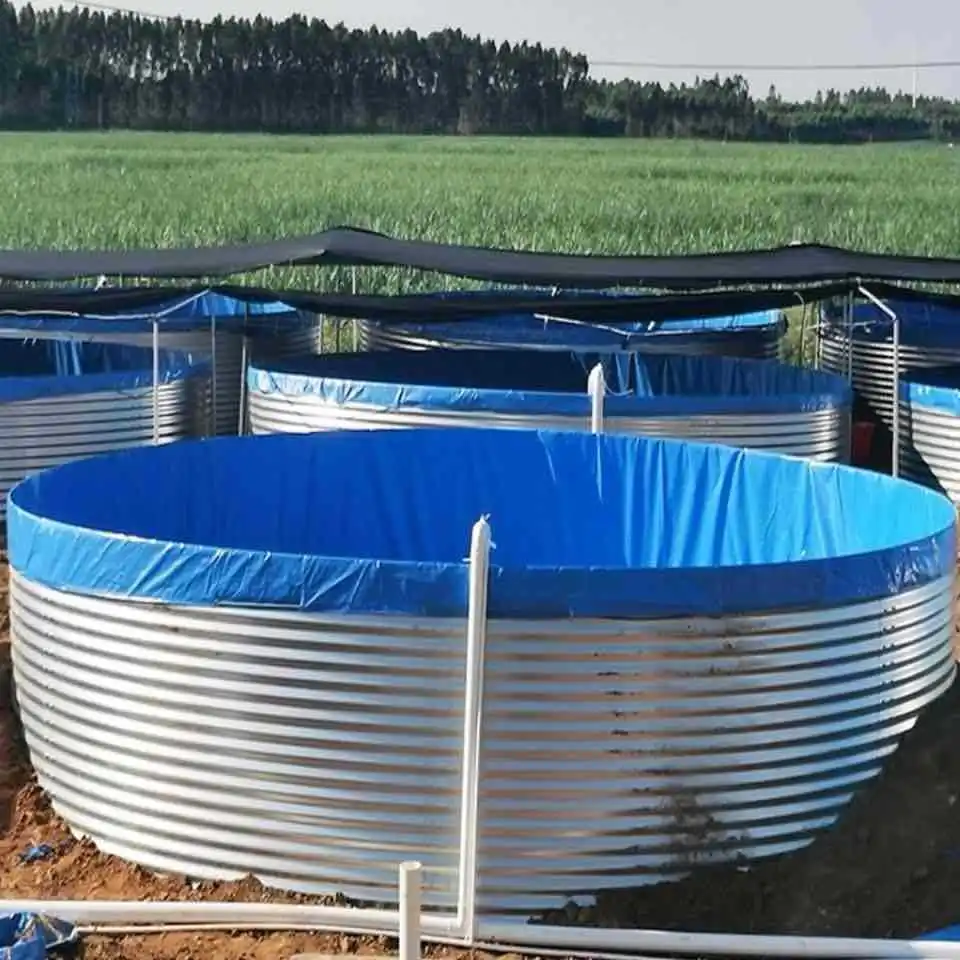 Recirculating Aquaculture System Tilapia Farming Equipment Corrugated Galvanized Steel Sheet Tarpaulin Pond Fish Farming Tank