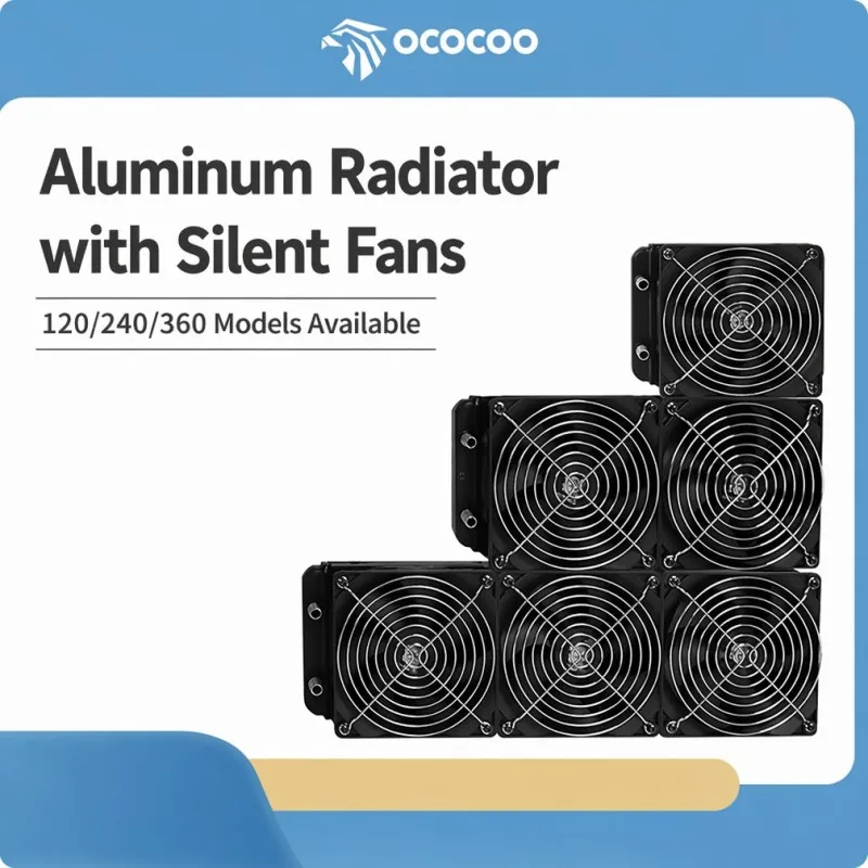 OCOCOO 240mm Aluminum Radiator Quiet 1650RPM Fan 12 Channel Liquid Cooling N8 Nozzle For PC Workstation Server Build