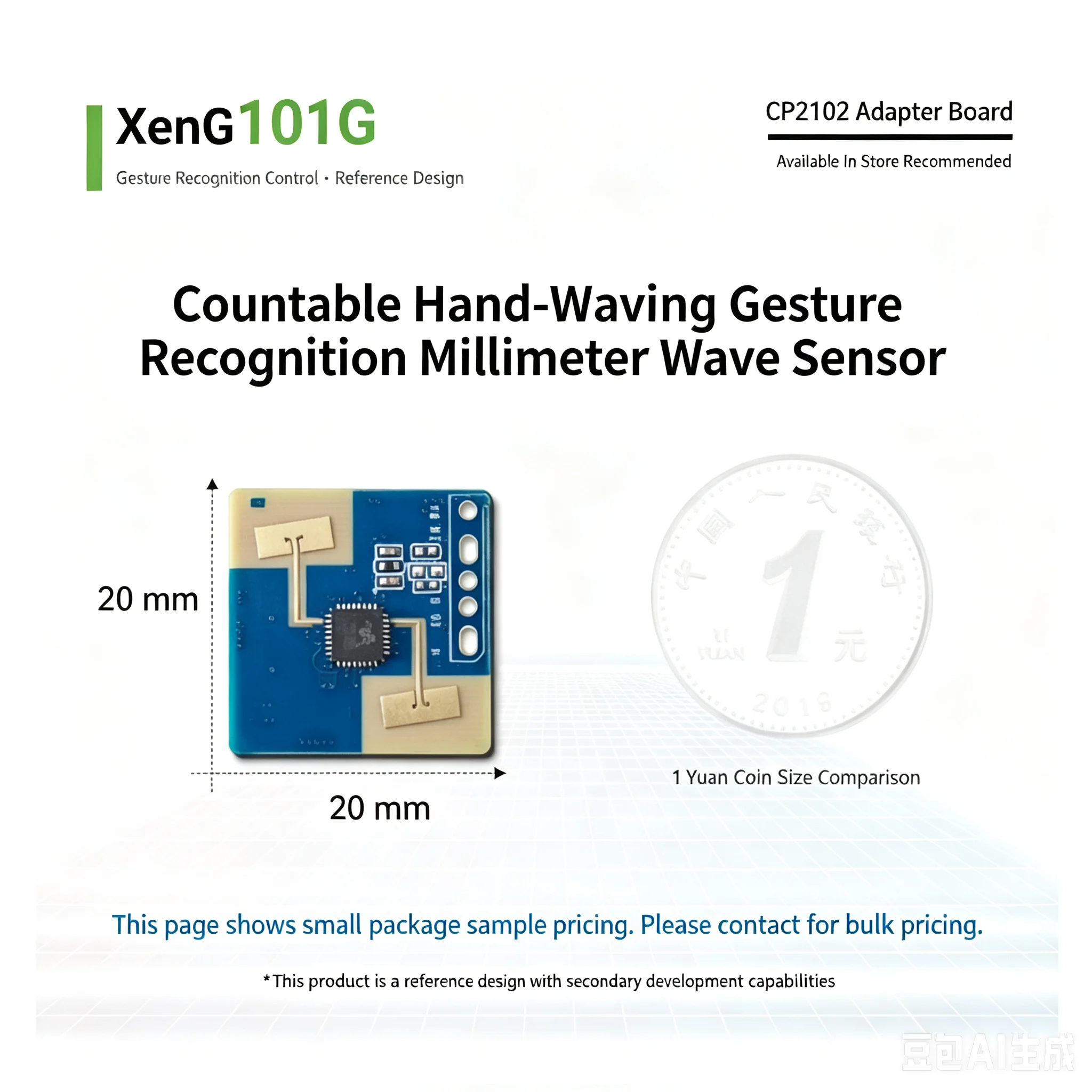 1pcs XenG101G Silicon Micro Hand Gesture Recognition 24G Millimeter-Wave Radar Sensor