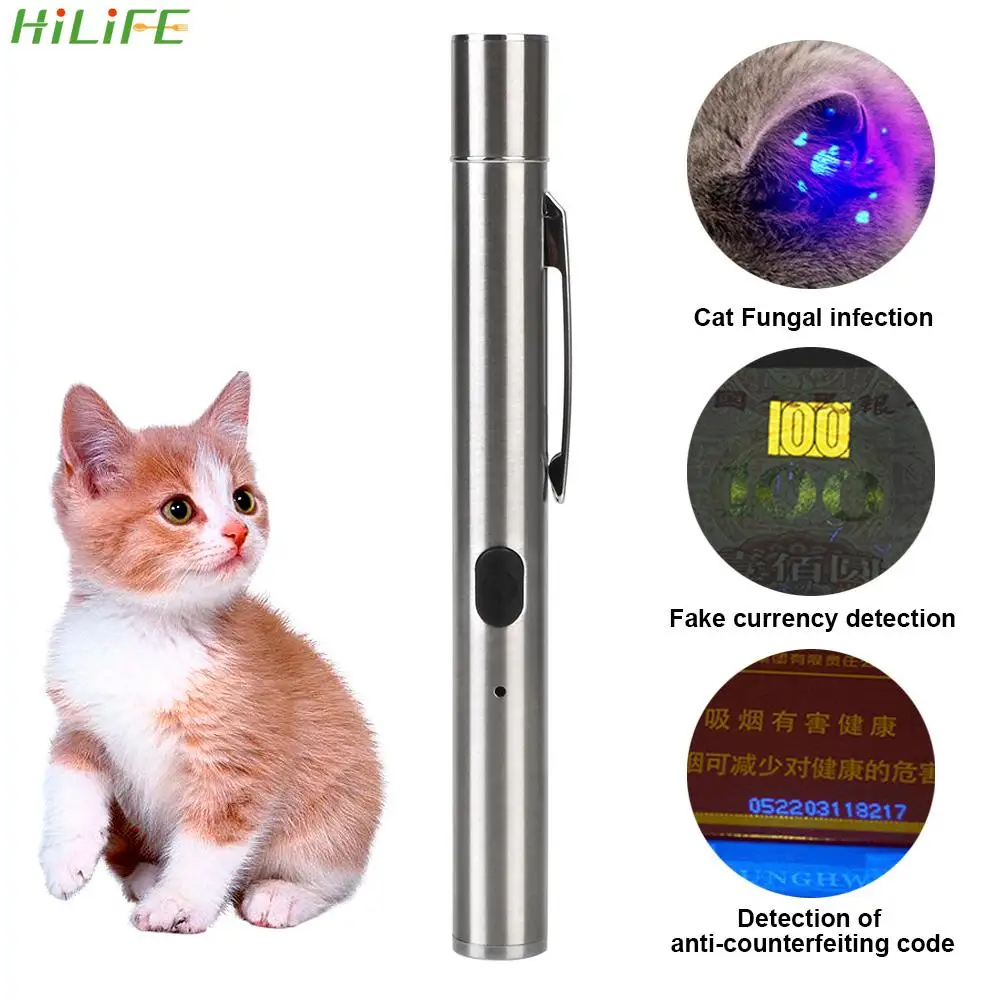 Veterinary Wood Lamp Pet Fungus Detection Waterproof Flashlight Skin Ultraviolet Light Cat Moss Tinea Light 365 UV Black Mirror