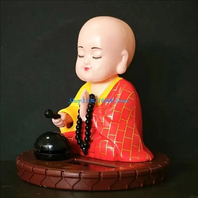 

y1gd Little Monk Bobblehead Car Decors Solar Powered Ceramic Sculpture Cultural Symbol For Home And Vehicle Decoration
