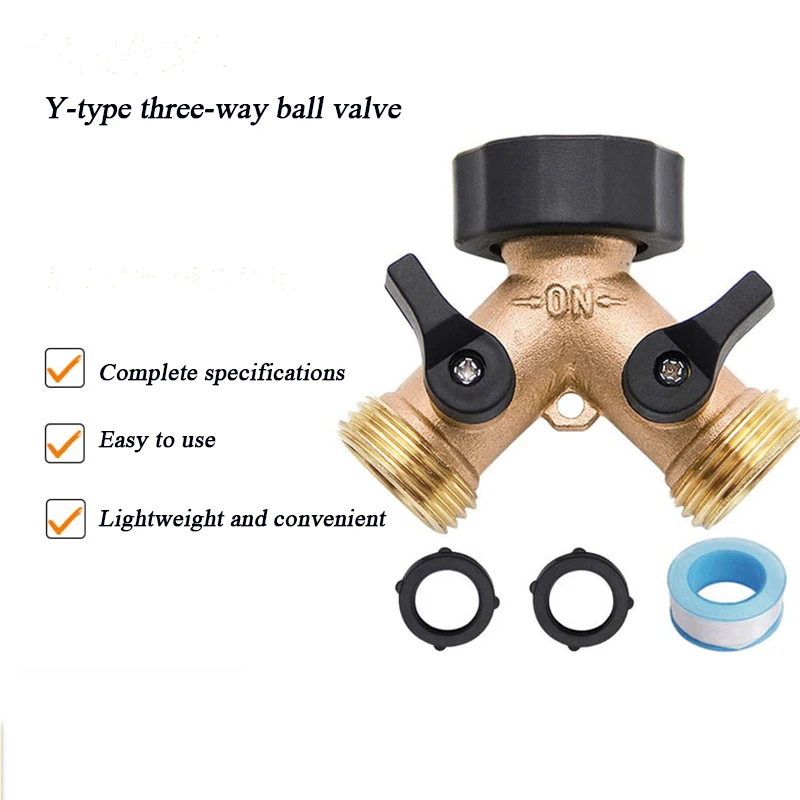 

Y-Type All-copper Three-way Ball Valve, European-American Double-Pass Ball Valve, Brass Garden Hose Splitter