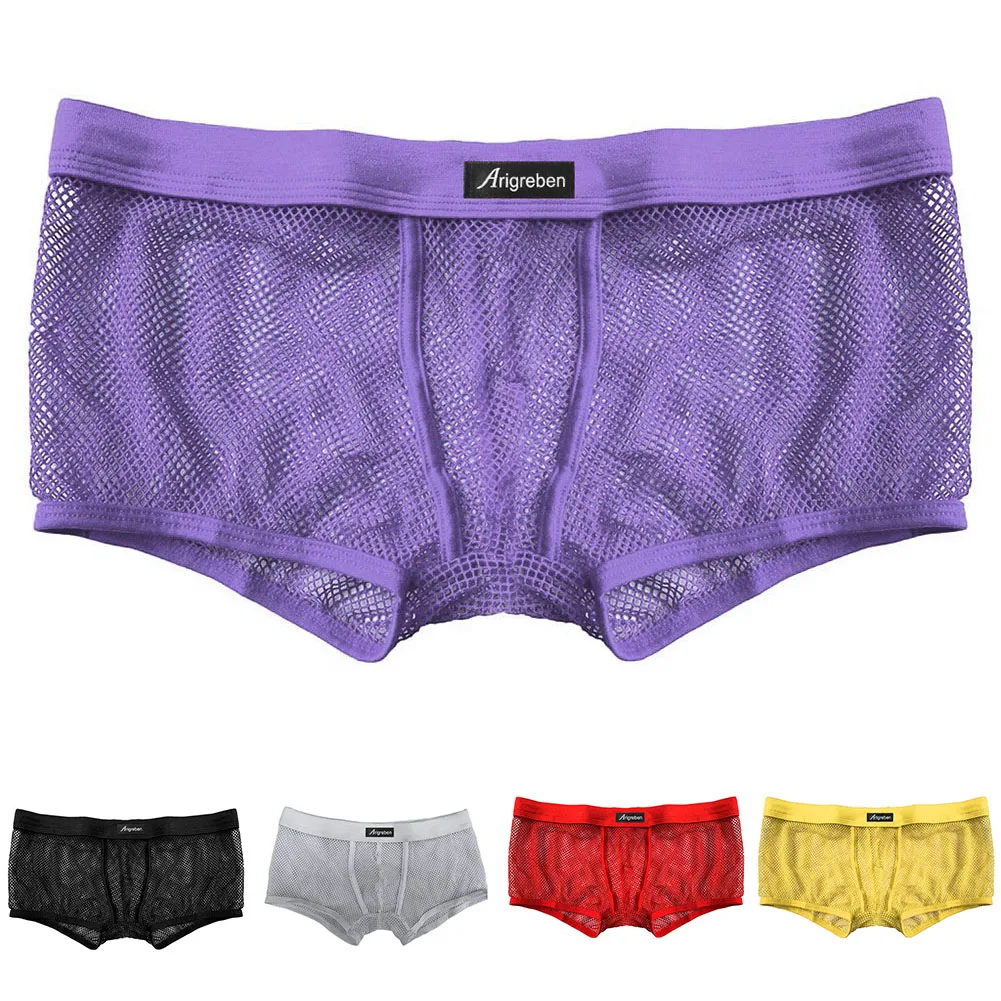 

Men Pouch Breathable Underpants Mesh Brazilian Underwear Comfort Sexy Lingerie Hot Sexy Boxers See Through Briefs Men's Panties