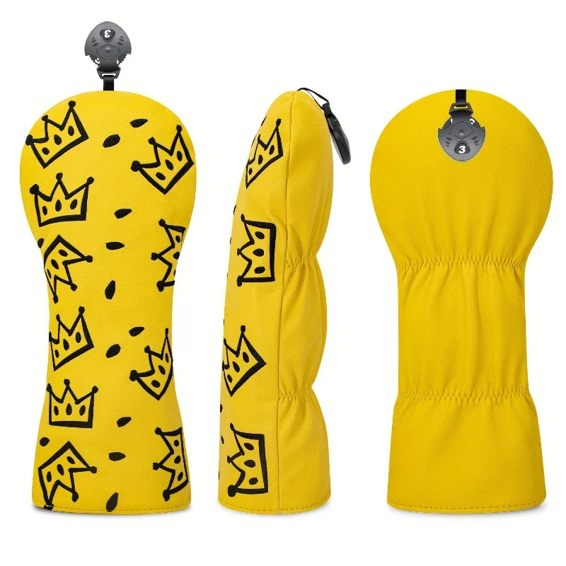 Чехол на голову для гольф-клуба Cheese Crown — ярко-желтый с черно-белым швейцарским сыром и дизайном Crown