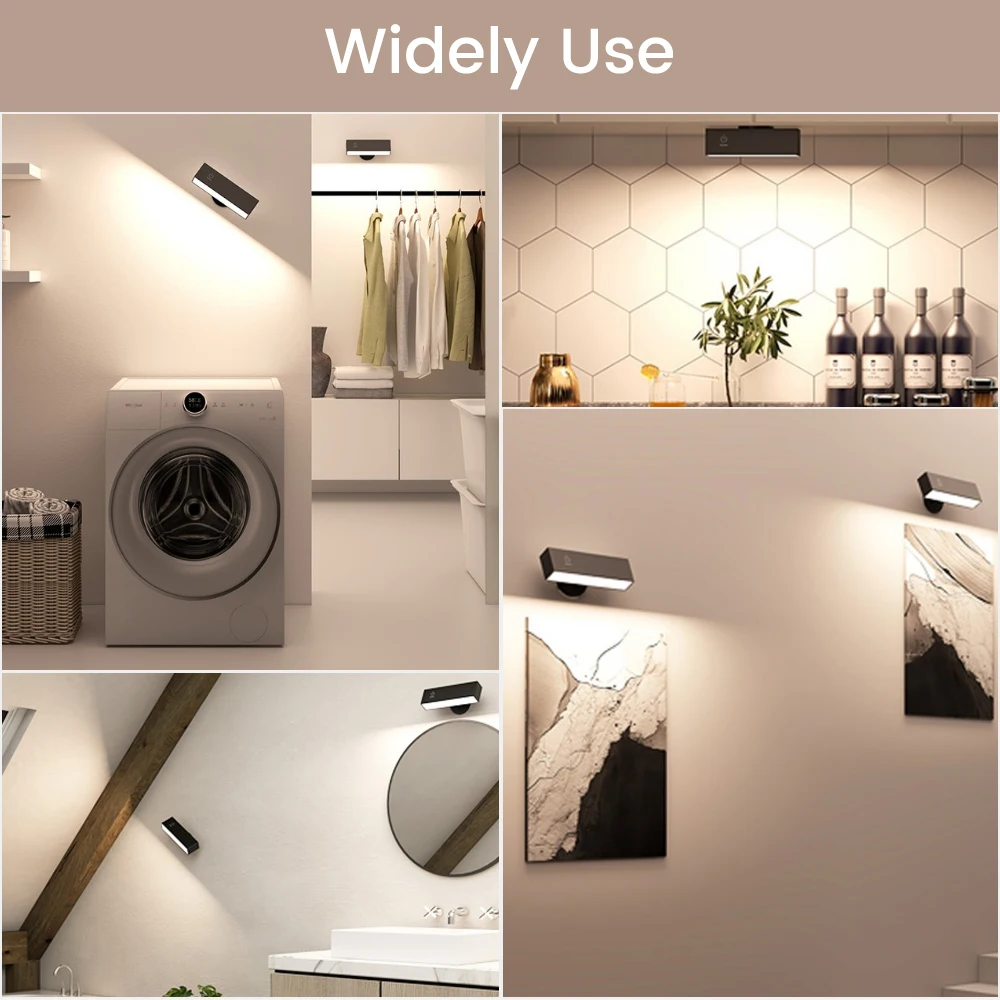 شمعدانات جدارية حديثة قابلة لإعادة الشحن تعمل بالبطارية، مصباح بجانب السرير، شحن USB قابل للإزالة 360 درجة ° تدوير أضواء الجدار المغناطيسي #3