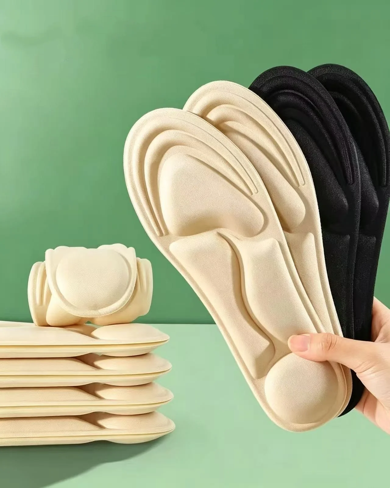 1 Pair of Soft Sponge Insoles: Arch Support Insoles, Moisture-Wicking, Non-Slip, Comfortable and Cushioning —— Relieve Foot Discomfort. Suitable for Women's Casual Shoes, Sports Shoes, High Heels, and Leather Pumps.