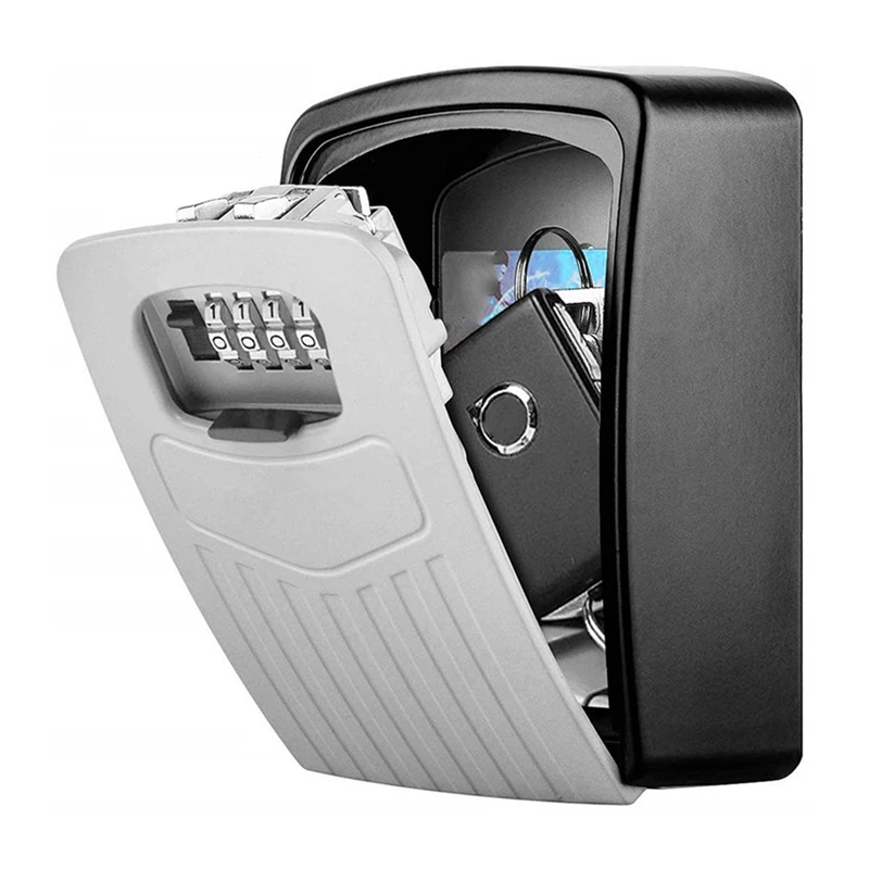 Wall Mount Key Storage Secret Box,Organizer 4 Digit Combination Senha, Security Code Lock, No Key, Safe for Home