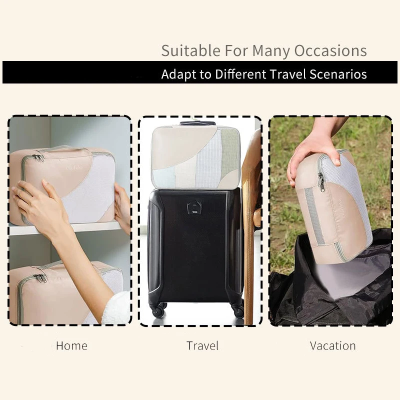 Good Quality 8 Pieces Suitcase Organizer Pouch Visual Mesh Packing Cubes Tear-resistant Clothing Storage Bags with Toiletry Bag