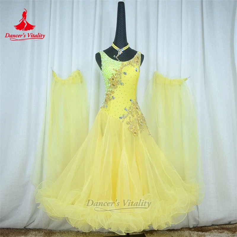 Danza Social AB piedras sin mangas vestidos grandes Swing personalizado vals para adultos Foxtrot Quickstep realizar ropa vitalidad del bailarina