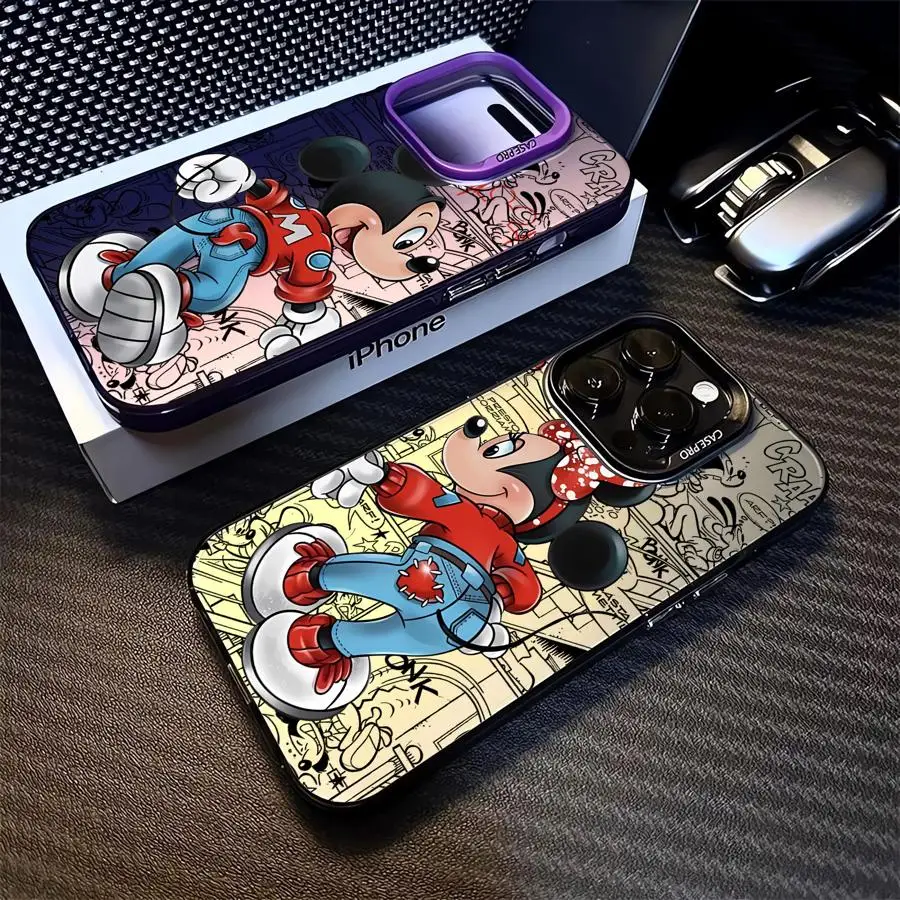 Mickey Mouse Love Minnie Phone Case for iPhone 16 Pro 15 Pro Max 12 11 14 13 XS 14 Pro Max 16 Plus 14Pro 12Pro Soft funda case