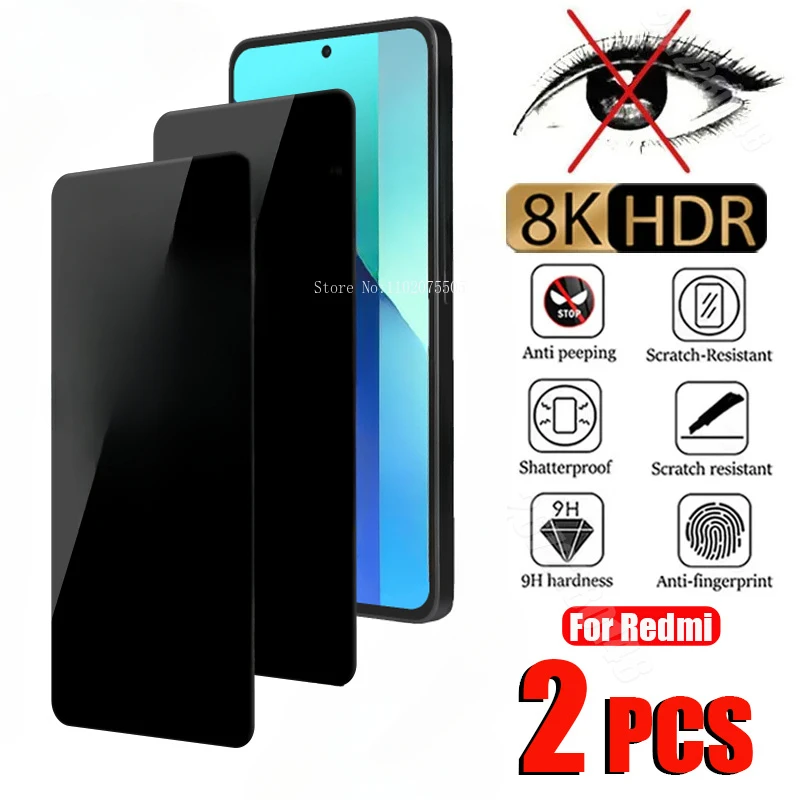 2PCS Privacy Glass For Redmi Note 13 12 11 10 9 8 7 Pro 5G Anti-spy Screen Protector For Redmi 10C 10 9C 9A 9 Note 11S S 9S