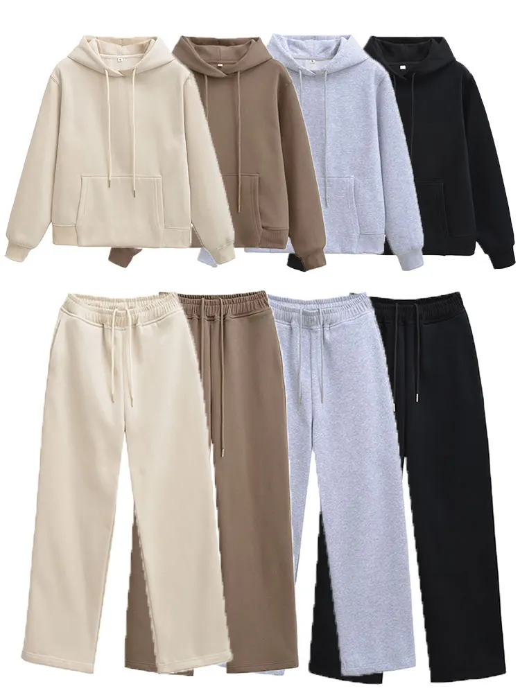 

HH женские однотонные брючные костюмы пуловеры пальто толстовки с капюшоном широкие брюки на шнурке осенние повседневные женские комплекты спортивных штанов