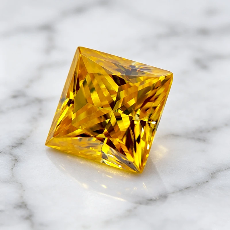 Moissanit-Stein in Prinzessinnenschliff, goldgelbe Farbe, Edelstein für DIY-Ringe, Halsketten, Ohrringe, Hauptmaterialien mit Zertifikat – Detail 3