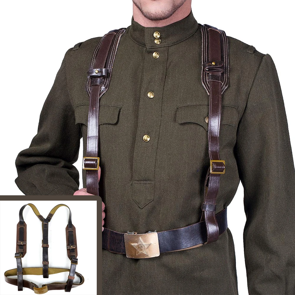 

Cold War Soviet Tactical Adjustable Belt with Y Suspenders Russian Army Field Gear Harness System Vintage Style Outdoor Hunting