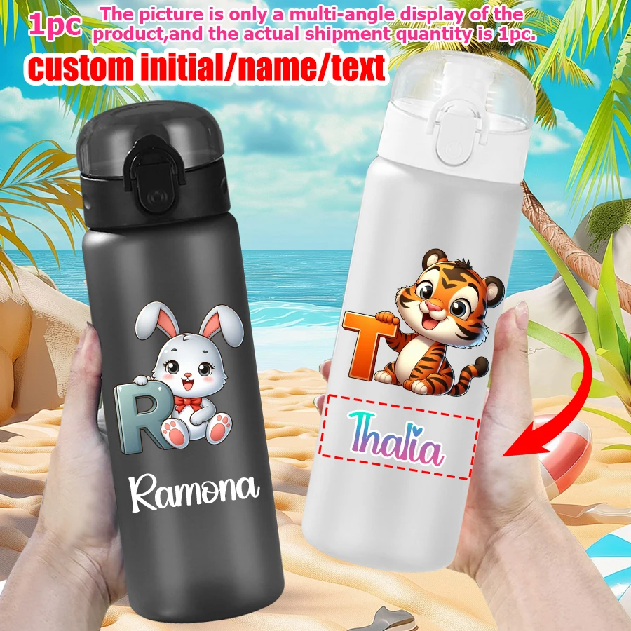 1pc Custom 26-Style Lion & Owl Initial Letter Pattern 780ml/26oz Plastic Water Bottle, Outdoor Travel Sports Cup for Birthday Gi