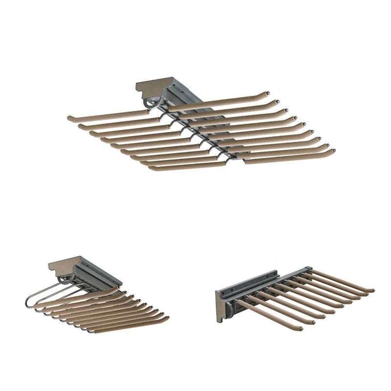 

Double-row metal hanger pants rack installed on the top of the hangers on both sides of the wardrobe hardware