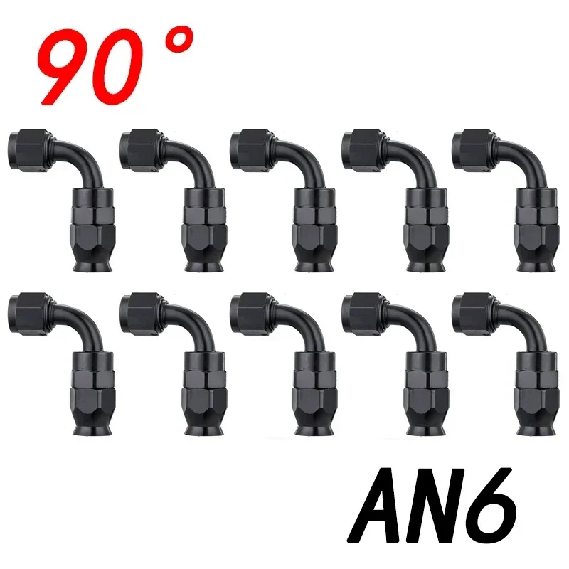 10x Universele Rechte 0 45 90 180 Graden AN3 AN4 AN6 AN8 AN10 AN12 Slanguiteinde Fitting Slang Adapter Voor Swivel PTFE Olie Brandstofleiding