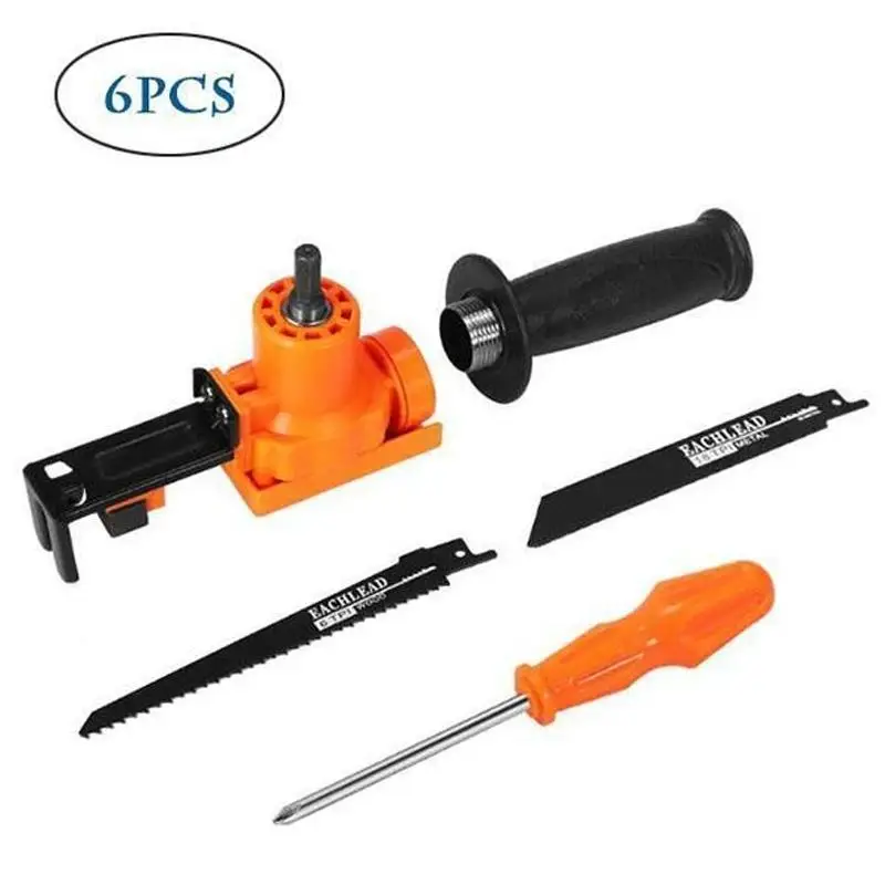 6 PCs Electric Drill Reciprocating Saw Set Jig Saw File Non-slip Handle For Wood Metal Pipe PVC Steel Cutting 800-1500rpm