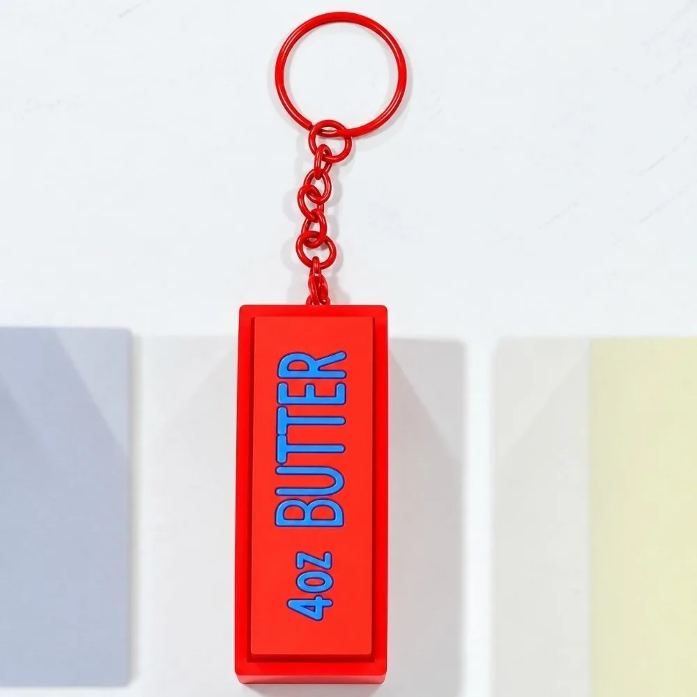 Simulation Shape Butter Block Keychain Pocket Size PVC Fidgety Push Clicker Durable Crisp Click Mechanical Sound Gadget