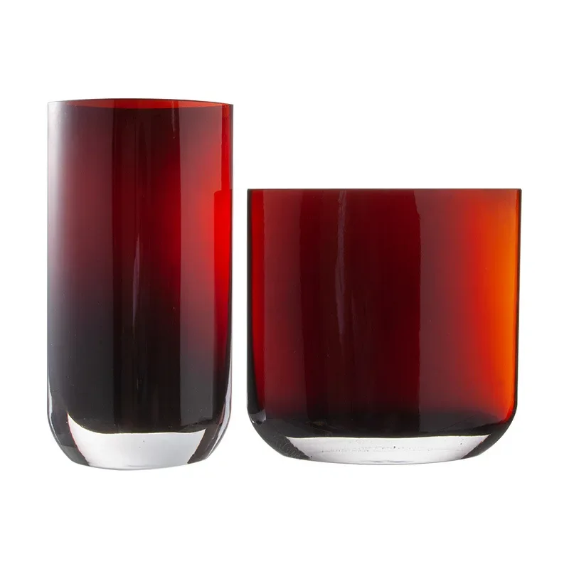 newThickened crystal bottom! Retro red front vase, modern artwork desktop ornament decoration