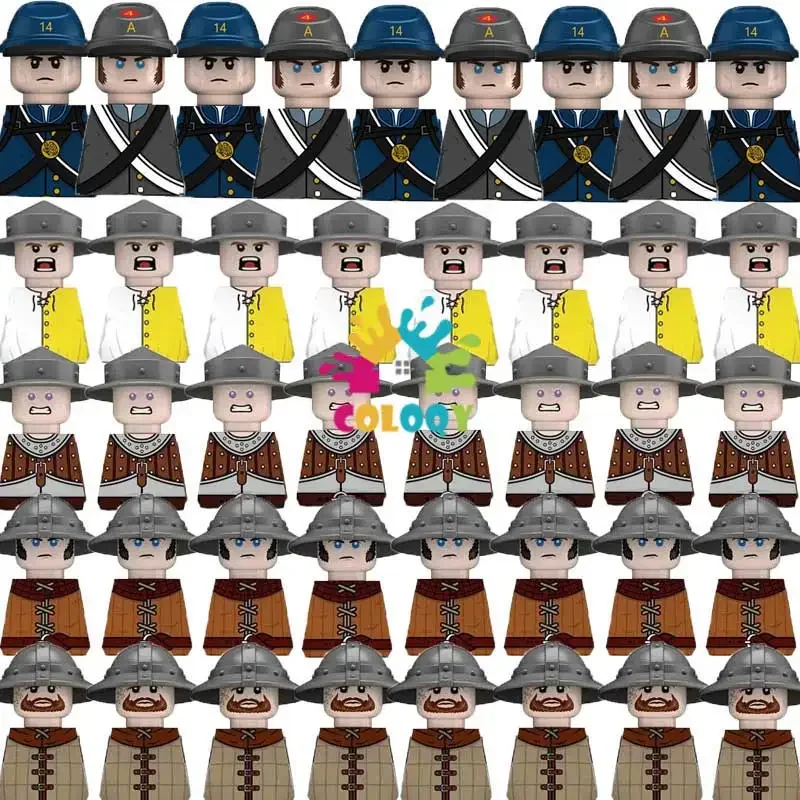 

Kids Building Blocks Juguetes MOC New Civil War WW2 Mini Dolls Soldier Gun Mini Ammunition Bag Model Kids Toys Girls Juguetes