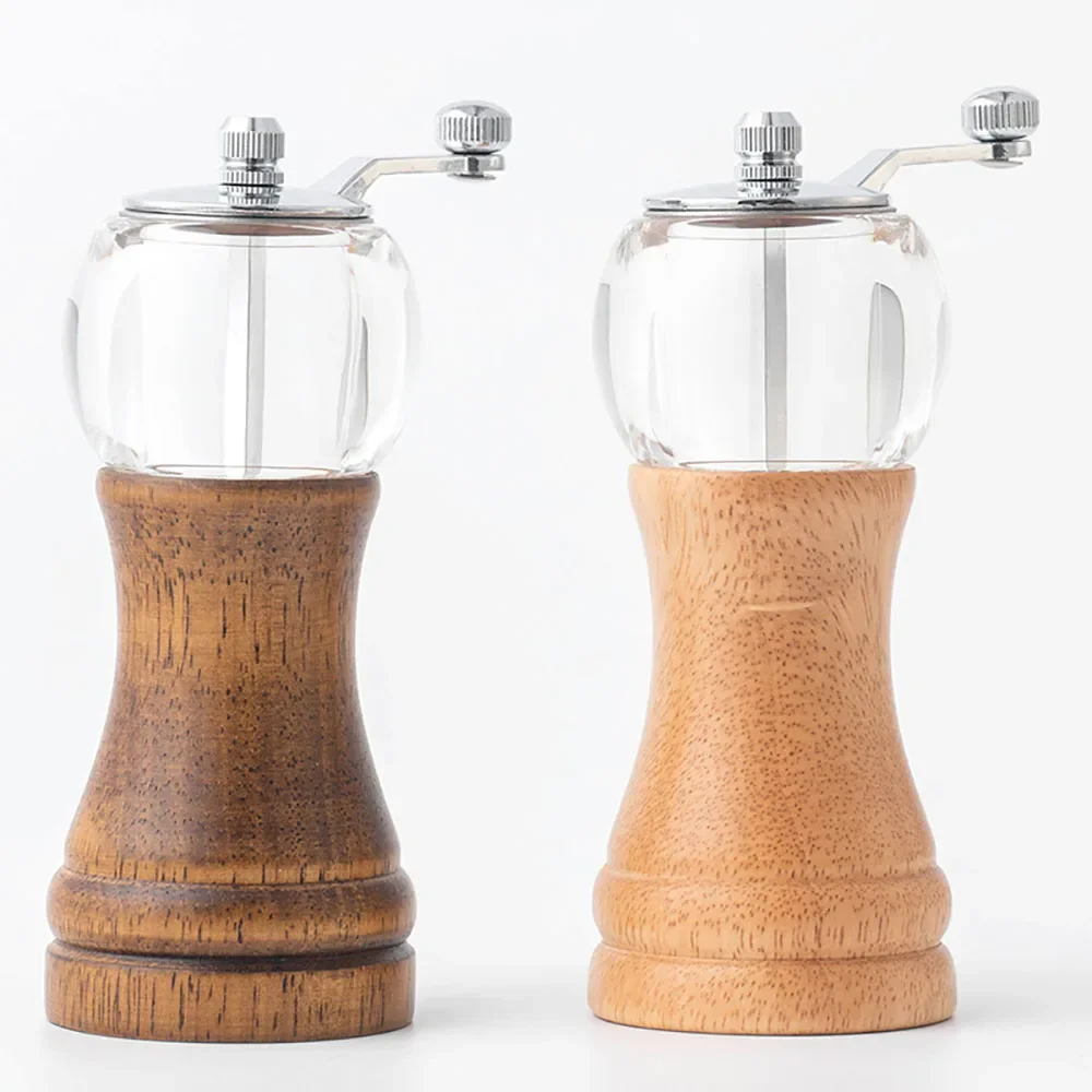 Premium Solid wood acrylic Salt and Pepper Grinder Manual Salt and Pepper Mills Wooden Shakers with Adjustable Core-Salt Grinder