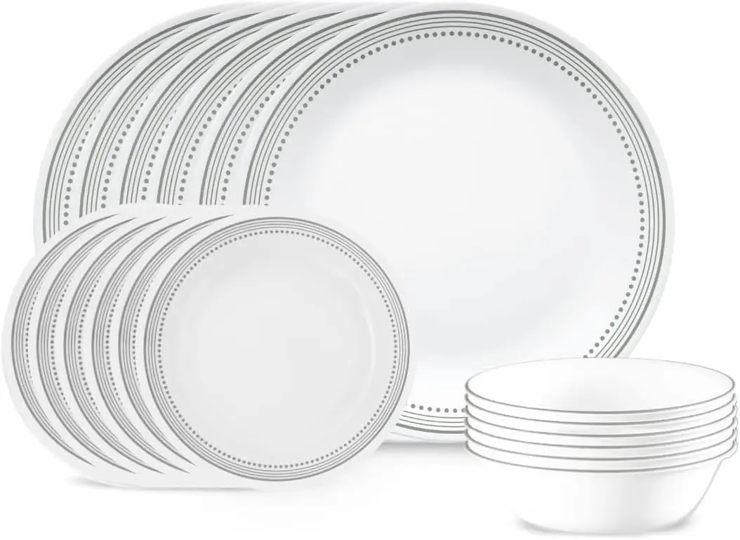 

Vitrelle 18-Piece Service for 6 Dinnerware Set Triple Layer Glass and Chip Resistant, Lightweight