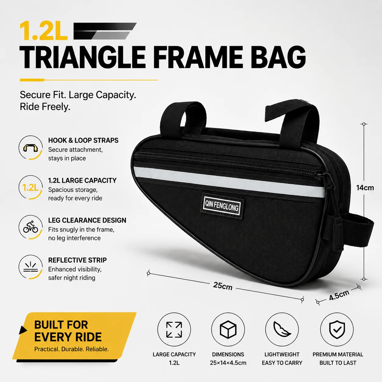 Wintai-Tech 8AA Battery Pack with Baja Light Front Powered Lighting Kit with Handlebar Switch Set & Triangle Frame Bag 1.2L