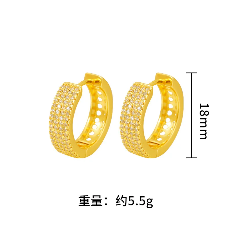 Luxury 24K 9999 Pure Gold real gold Women's full diamond moissanite earrings