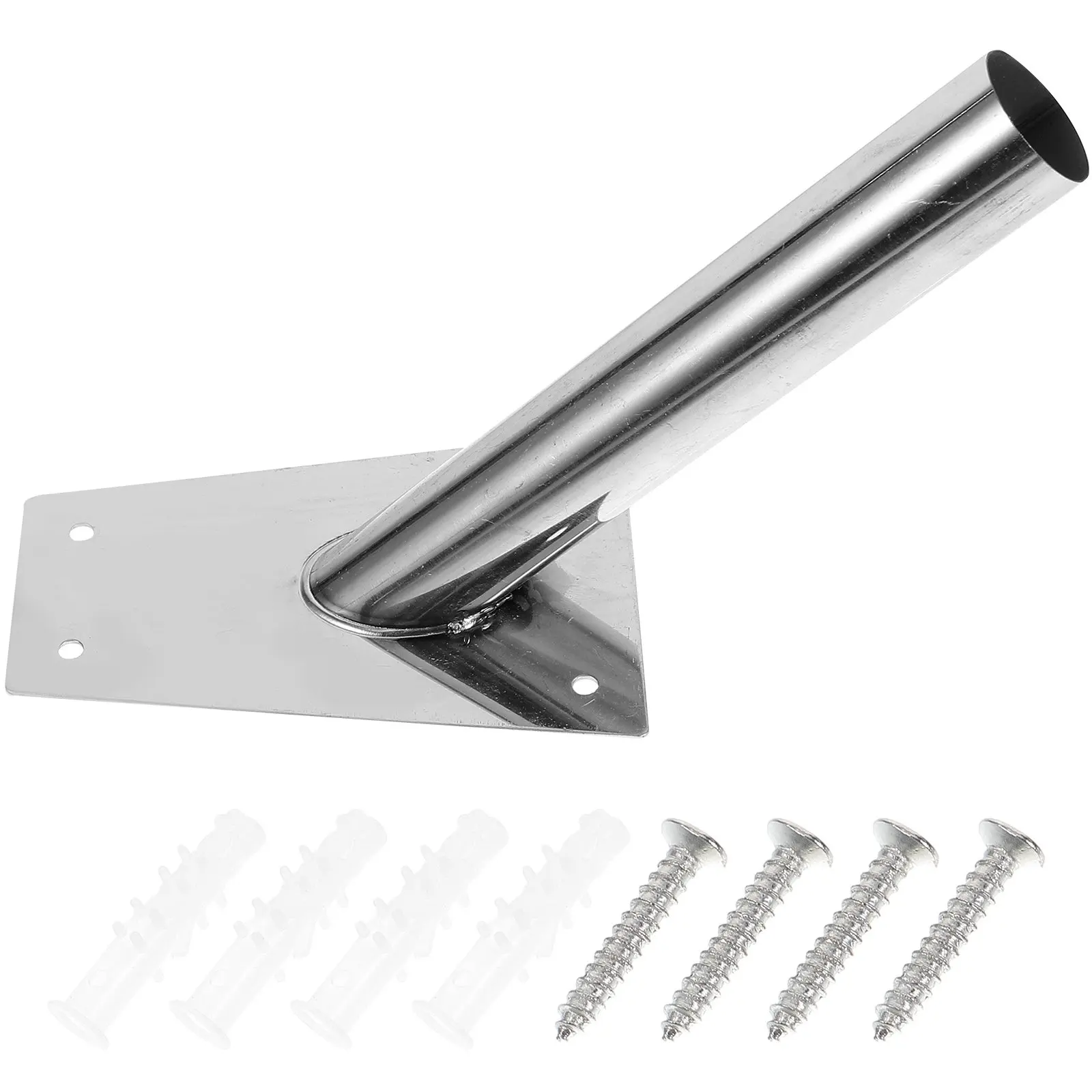 1Set Flag Pole Bracket Aluminum Alloy Portable Flag Mounting Base Desktop Flagpole Holder Stable for Meeting Negotiation Garden