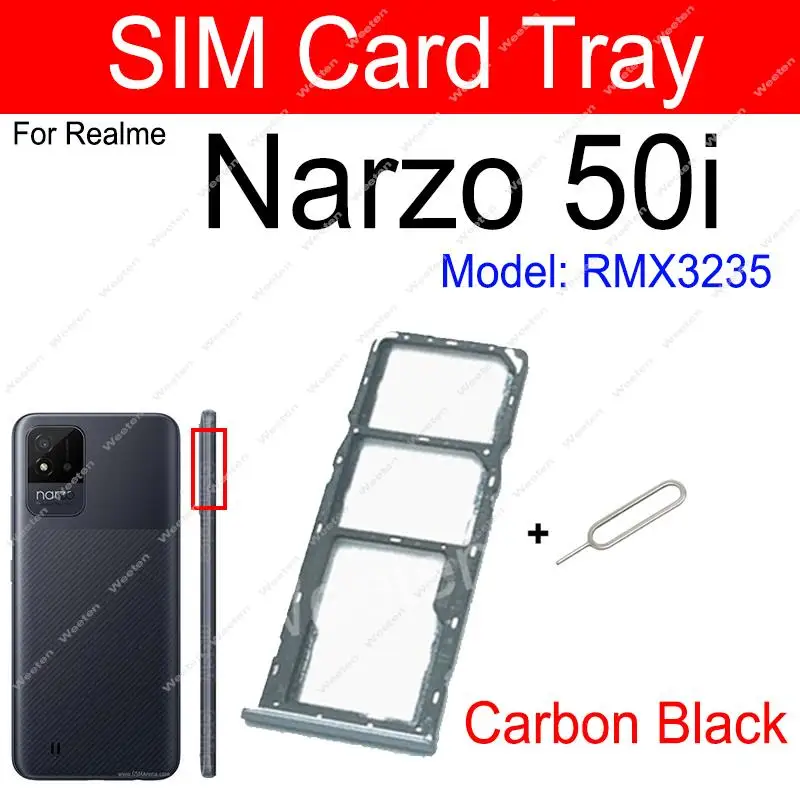 For Realme Narzo 50 Pro Narzo 50A Prime 50i Prime 4G 5G Sim Card Tary Slot Socket SIM Card Reader Holder Parts