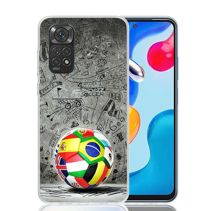 Bola de futebol design caso telefone para xiaomi redmi nota 14 13 12S 12 11s 11t 11e pro plus 10s 10 arte personalizado coque capa