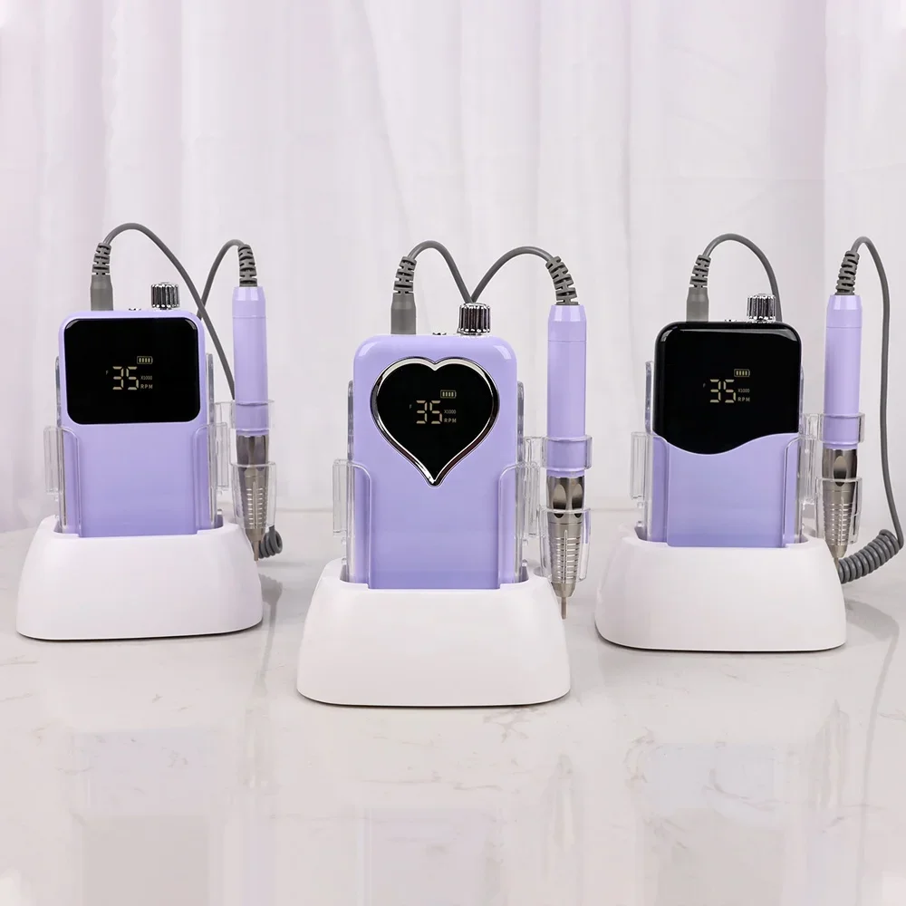 

Iksbeauty Top Quality 35000RPM Electronic Nail Drill Violet Professional Brushless Rechargeable Nail File Pedicure Machine