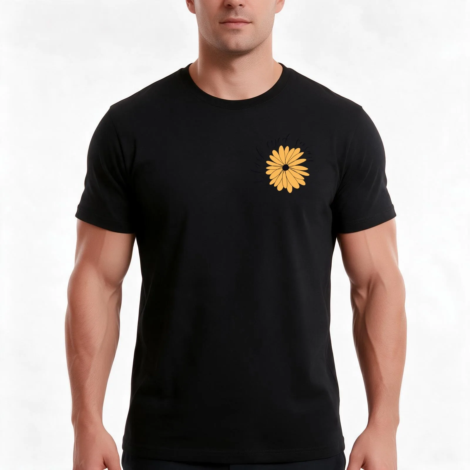 Black Eyed Susan T-Shirt, Summer Casual Cotton Tee, Oversized Streetwear Tops, Vintage Graphic Print, Loose Fit Short Sleeve