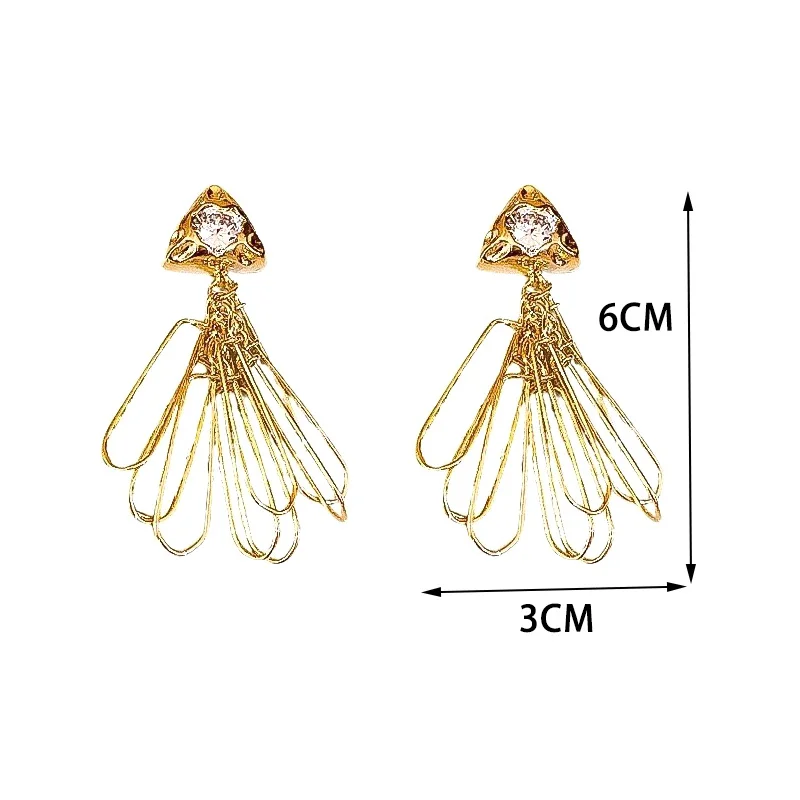 1Pair Metal Triangular Fringe Haoshi Earrings Elegant Sweet Earrings For Women Girls Exquisite Earrings Jewelry Accessories Gift images - 6