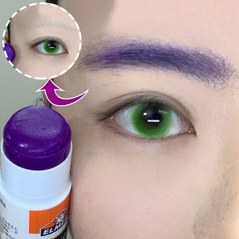 Pegamento para dar forma a las cejas morado que desaparece, pegamento que cambia de Color, lavable, adecuado para manualidades, bricolaje, Cosplay, moldeador de cejas