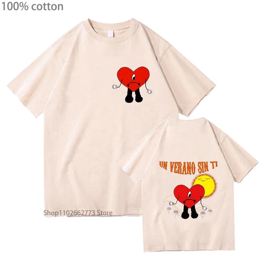 قميص Bad Bunny Un Verano Sin Ti ملابس نسائية للجنسين نمط الجرونج 100% قطن تي شيرت ملابس الشارع الشهير للرجال FNF جرافيتي مطبوعة #4