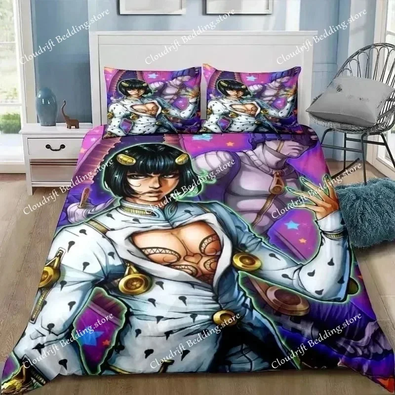 

JoJolion Adventure Bedding Set Single Twin Full Queen King Size Bed Set Adult Boys Bedroom Anime Printed Bedding Gift026