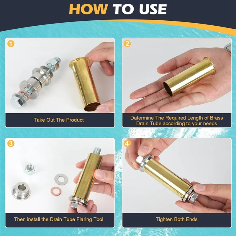 

【Ценная цена!】1 шт., 1-дюймовый инструмент для развальцовки сливной трубки и 1 шт. латунная сливная трубка для лодок, инструмент для развальцовки болта Seadog, отжимной развальцовки до