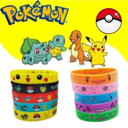 Pokemon Bracelet Anime Figure Pikachu Charmander Squirtle Kids Cartoon Fashion Silicone Wristband Child Birthday Party Gifts Toy