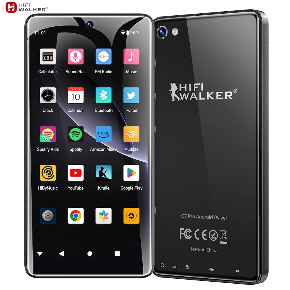 Lettore musicale MP3 HiFi portatile con Bluetooth, suono senza perdita, radio FM, touchscreen da 5,2", altoparlante incorporato, memorizzazione espandibile da 128 GB